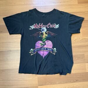 Vintage 1989 Motley Crue Without You Dr. Feelgood Black Distressed Shirt Sz XL